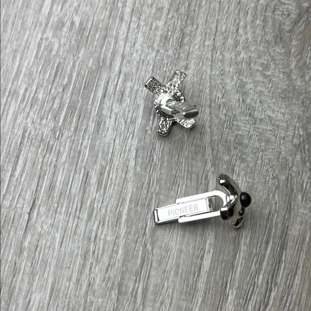PIONEER Silver and Black Modern Cuff Links